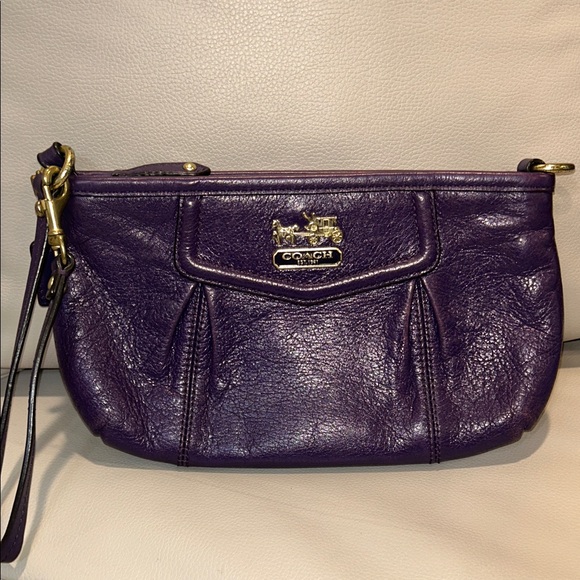 Coach Deep Purple Leather Wristlet - Picture 2 of 10
